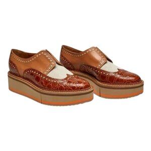 Clergerie Paris | BECKA Leather Platform Derby Shoes; Women's Clogs U.S. - 5.5